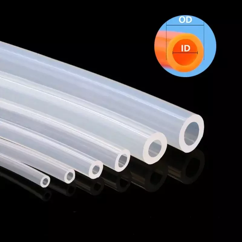 Mangueira de borracha transparente clara do silicone, produto comestível, Nontoxic, identificação 0,5 1 2 3 4 5 6 7 8 9 10 12mm, 1 5 10m