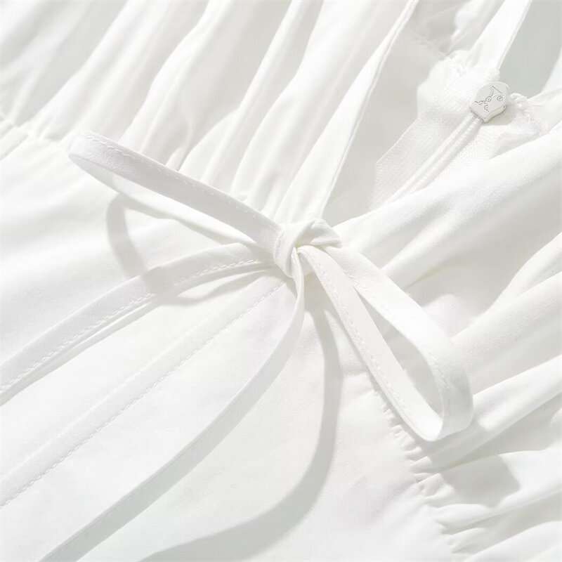 EllYANEllTIAN-Robe slim à lacets pour femme, col en V, taille haute, imprimé fleuri, nouveau lancement, vacances, 2024