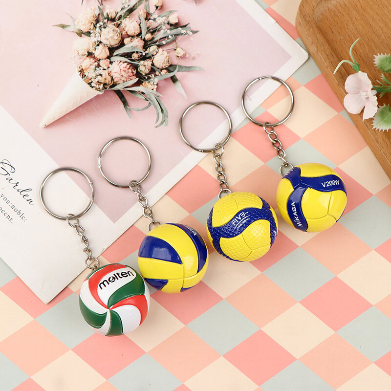 1xFashion PVC Volleyball Keychain Ornaments Business Volleyball Gifts Beach Ball Sport For Players Men Women Key Chain Gift 2023