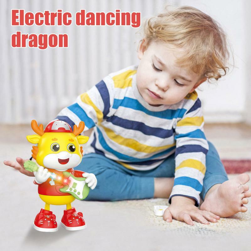 Electric Cartoon Dancing Dragon Toy para crianças, música, portátil, educacional, criança, meninas, meninos