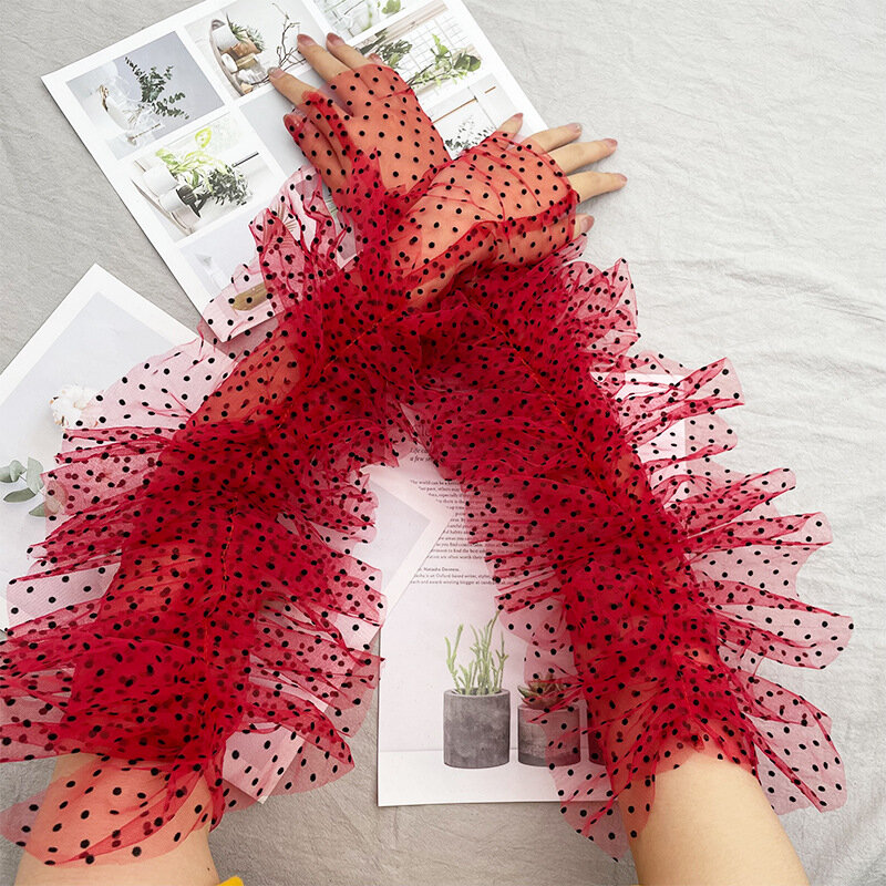 Fashion Long Sheer Tulle Gloves Ultra Thin Stretchy Full Finger Mittens Mesh Elbow Wedding Bride Gloves Halloween Accessory