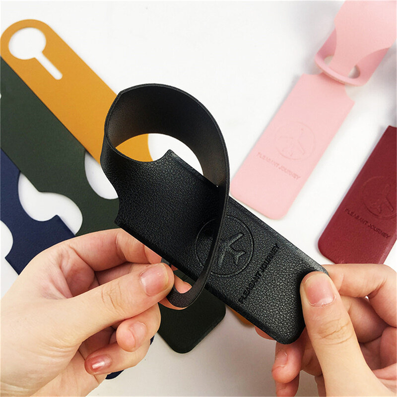 Creative Travel Accessories Luggage Tag cover PU Leather Suitcase ID Address Holder Baggage Boarding Tags Portable Label 6 color