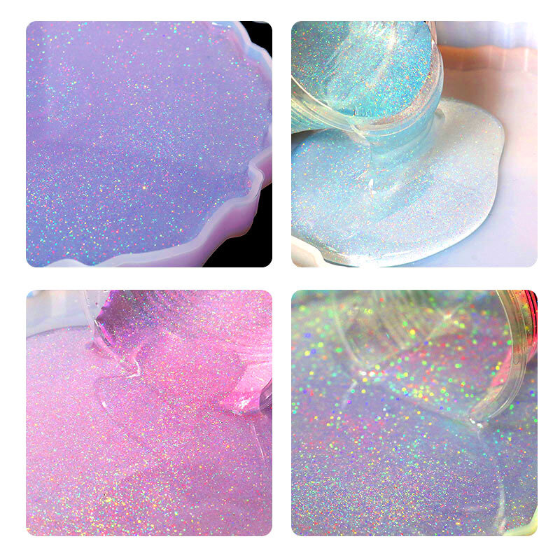 Pó Glitter Colorido para Resina Epóxi Cristal, Mold Making, Acessórios Jóias, Ferramentas DIY, 12 Cores, 10g por Garrafa