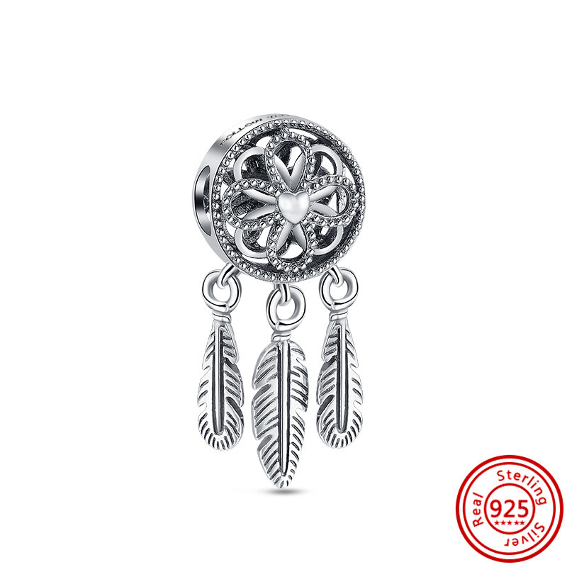 Authentic 925 Sterling Silver Charm Beads, espumante claro zircão, simples pingente, se encaixa pulseira Pandora original, jóias finas, DIY