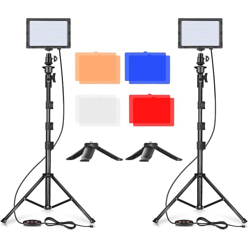 Fill Light Dimmable 5600k & Color  with 51inch Adjustable Stand,Photography Video Lighting for   Streaming Filming