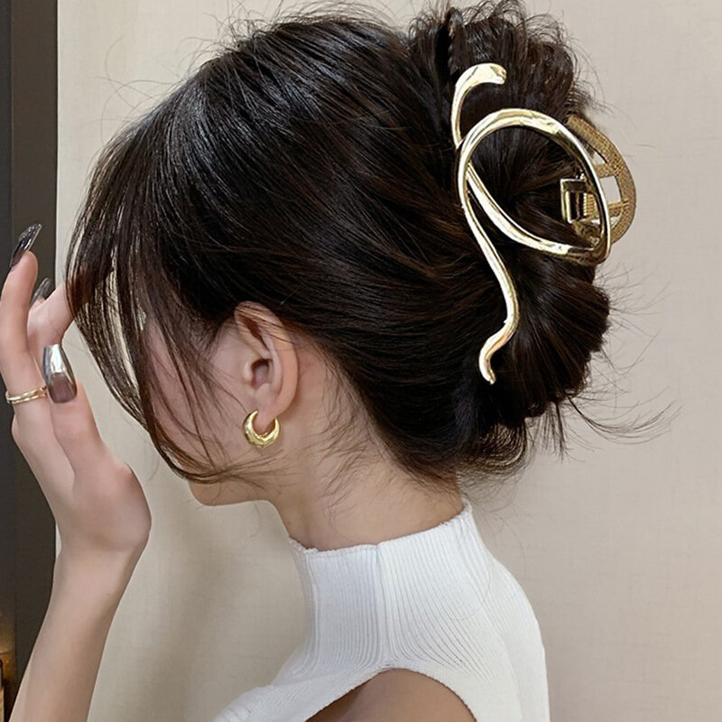 Metal Geometric Hair Claw Crab Hairpins Fashion Cross Hair Clips Barrettes Women Girls Korean Ponytail Clip Hair Accessories