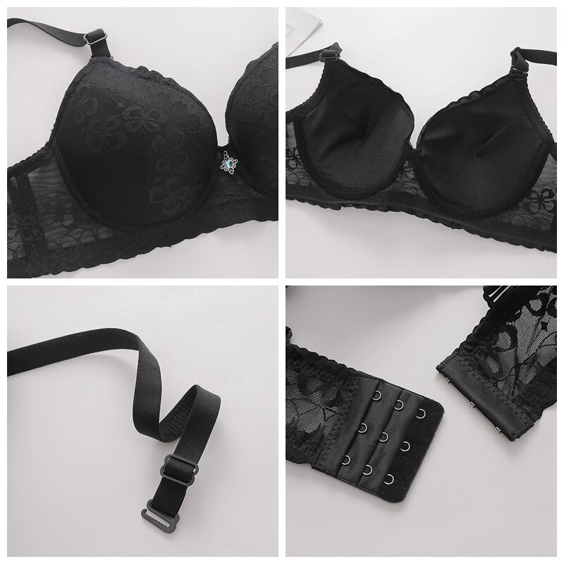 Women Bras Soft Steel Ring Underwear Push Up Bra Sexy Adjustable Lace Thin Cup Brassiere Gathered Breathable Lingerie New