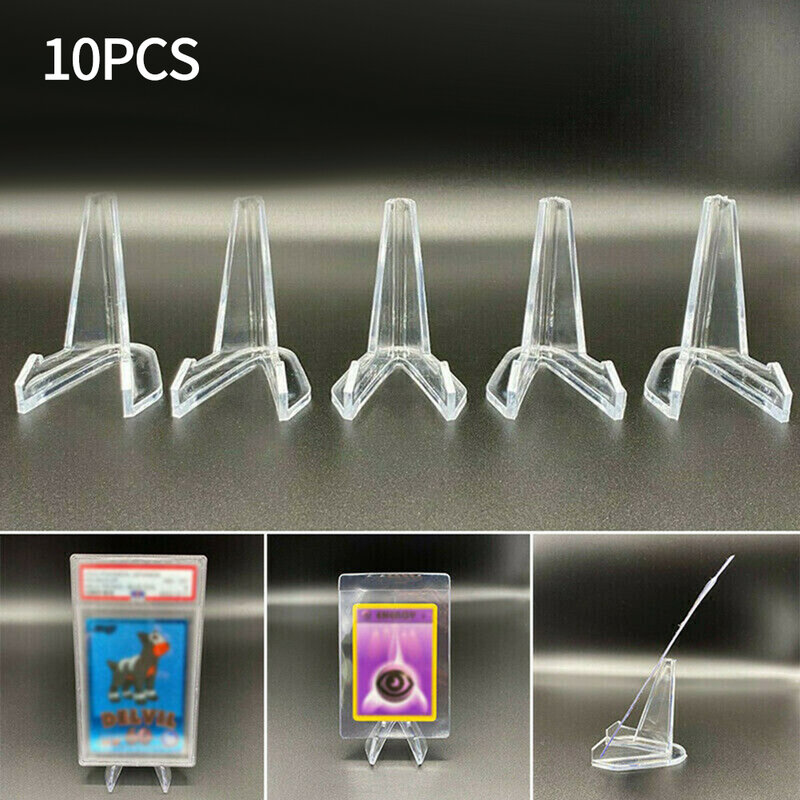 10 Stuks Doorzichtige Acryl Munt Display Houders Kleine Ezel Rack Kaart Herdenkingsuitdaging Munt Capsule Houder Ondersteuning