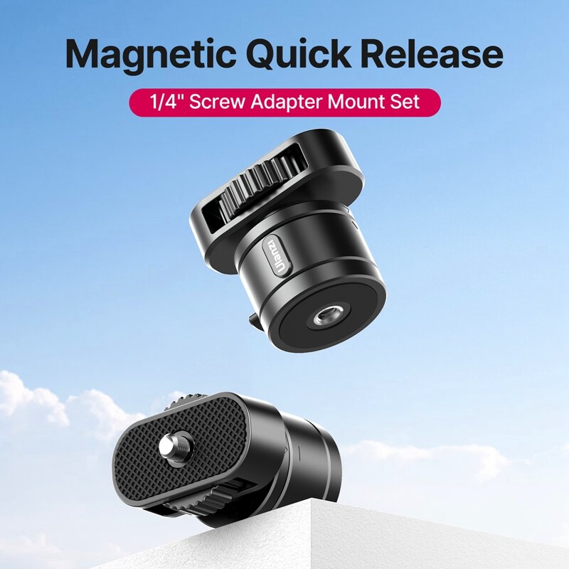 Ulanzi-Go-Quick Ⅱ adaptador magnético de liberación rápida, juego de montaje con tornillo de 1/4 pulgadas para Gopro 12, 11, 10, 9, 8, 7, 6, 5, DJI OSMO Insta360