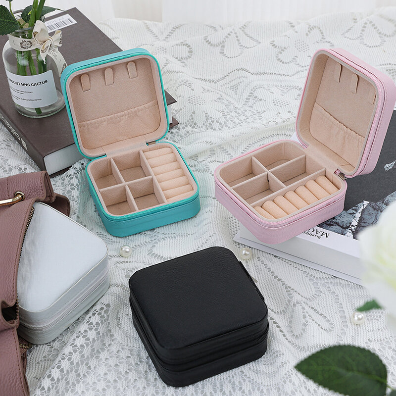 Portable Travel Display Jewelry Case Boxes Storage Earring Ring Display Organizer Box