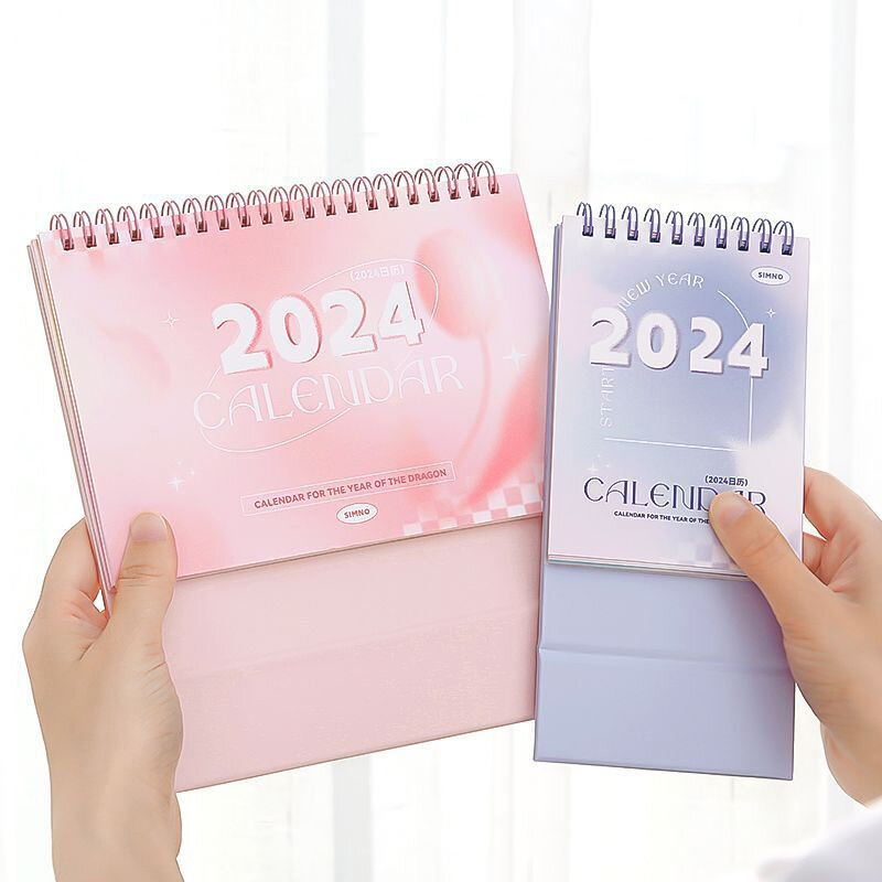 Calendrier de l'année 2024 pour les événements statiques, calendrier mensuel portable, décoration de bureau créative et minimaliste pour les étudiants