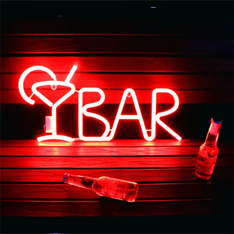 BAR Neon Sign Light LED Juice Letter Neon Lamp Tube With Remote Contral For Bar KTV Snack Shop Christmas Wall Decor 57x26cm