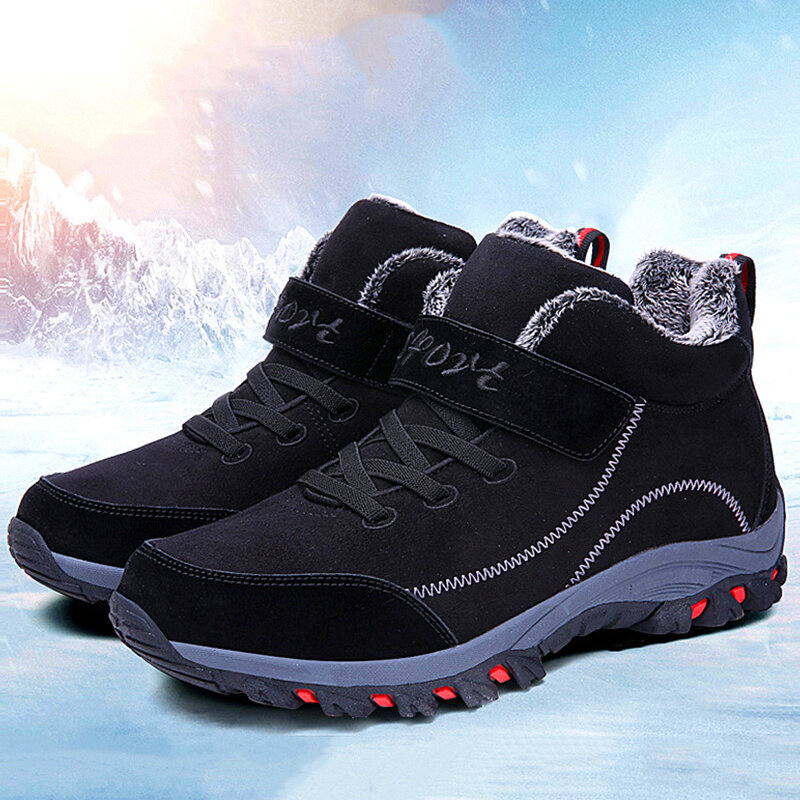 Botas de nieve impermeables para hombre, zapatos cálidos de felpa, calzado de senderismo, botines antideslizantes, talla grande 48, Unisex, Invierno