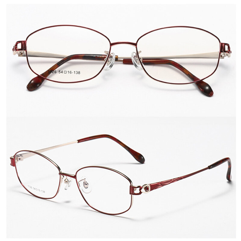 Occhiali per donna occhiali montatura da vista in metallo viola miopia lettura protezione progressiva lenti antiriflesso occhiali da vista