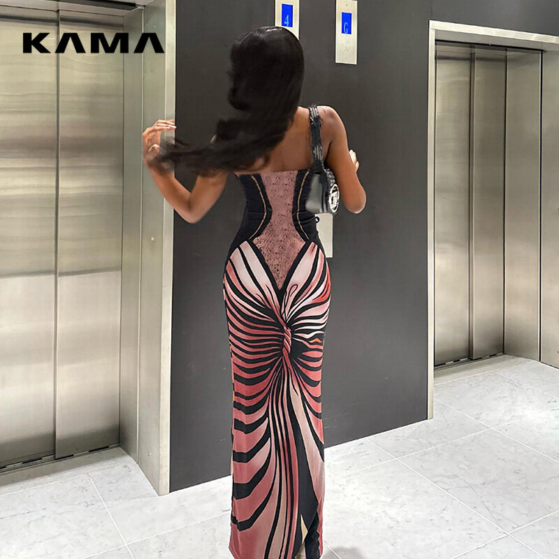 2024 nuove donne KAMA Vintage farfalla pittura a olio stampa abiti avvolgere senza spalline abiti spaccati alti abiti Casual da ballo