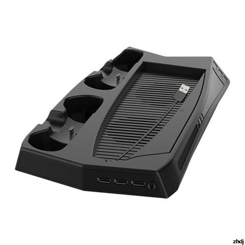 Radiator Konsol Game untuk PS5 + Pegangan Dasar Pengisian untuk PS5 Dua Dalam Satu Termasuk Dua Port Pengisian Daya untuk Pengontrol DualSense
