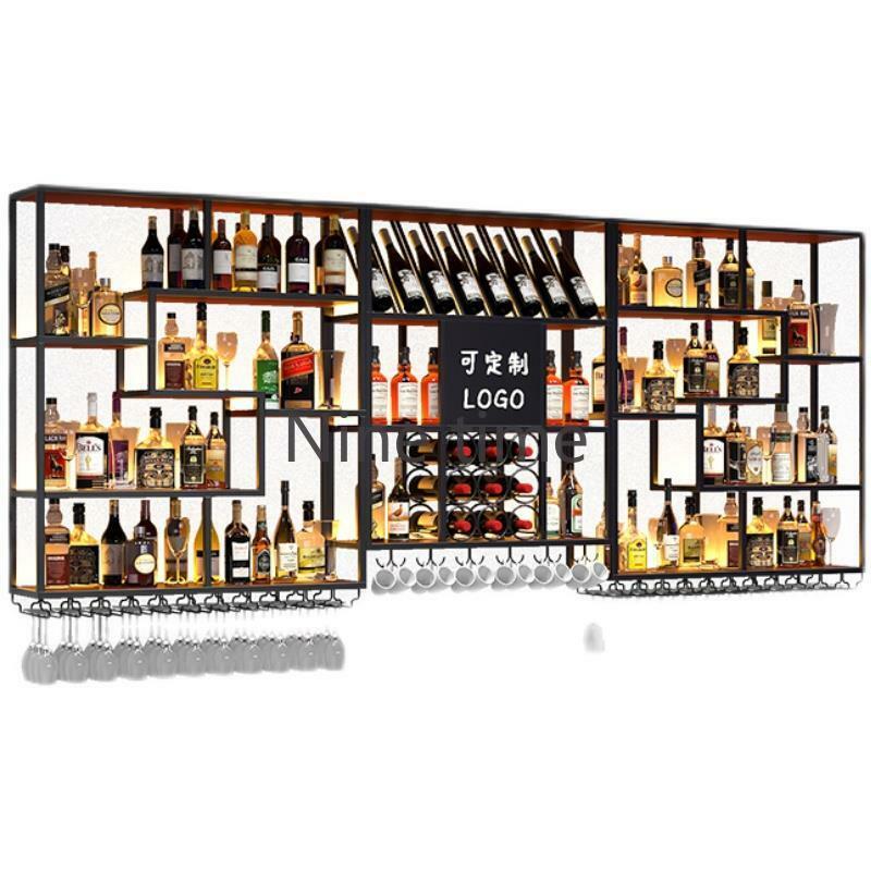 Wall Mounted Wine Cabinet for Kitchen, Metal Drink Cabinet for Whisky and Bar, Retail Liquor, Furniture for Salon