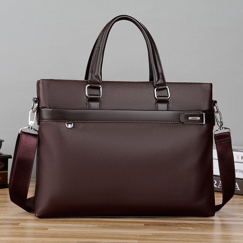 Kavard Fashion Men Briefcases High Quality PU Handbags For Business Solid Briefcases Shoulder Bags