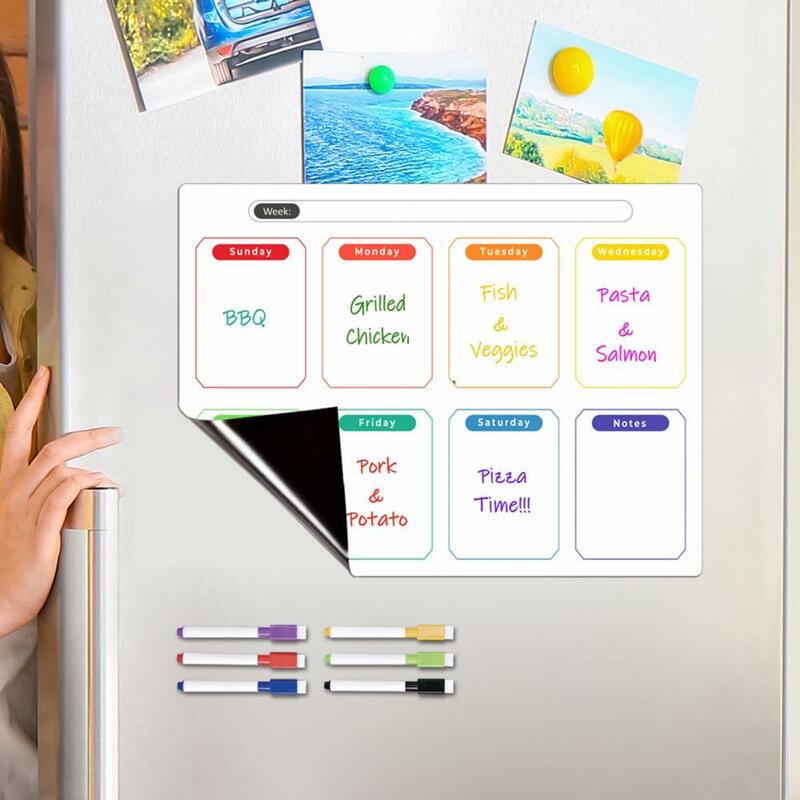 تقويم الثلاجة دائم مع سطح الكتابة قابل للمسح ، مخطط أسبوعي مغناطيسي ، منظم للمنزل والمطبخ