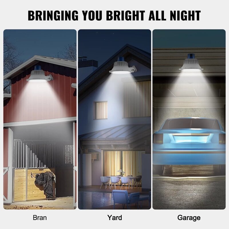 Luz clássica do celeiro LED, Luz de segurança ao ar livre, Garage Yard Street, comutação automática, crepúsculo ao amanhecer, 6000K, 100W