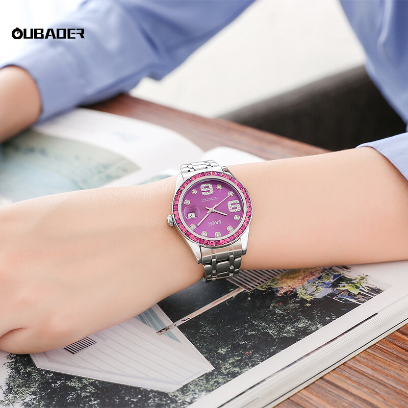 Oubaoer Quartz Horloge Vrouwen 2023 Nieuwe Mode Luxe Rvs Polshorloge Armband Eenvoudige Waterdichte Lichtgevende Dames Horloges