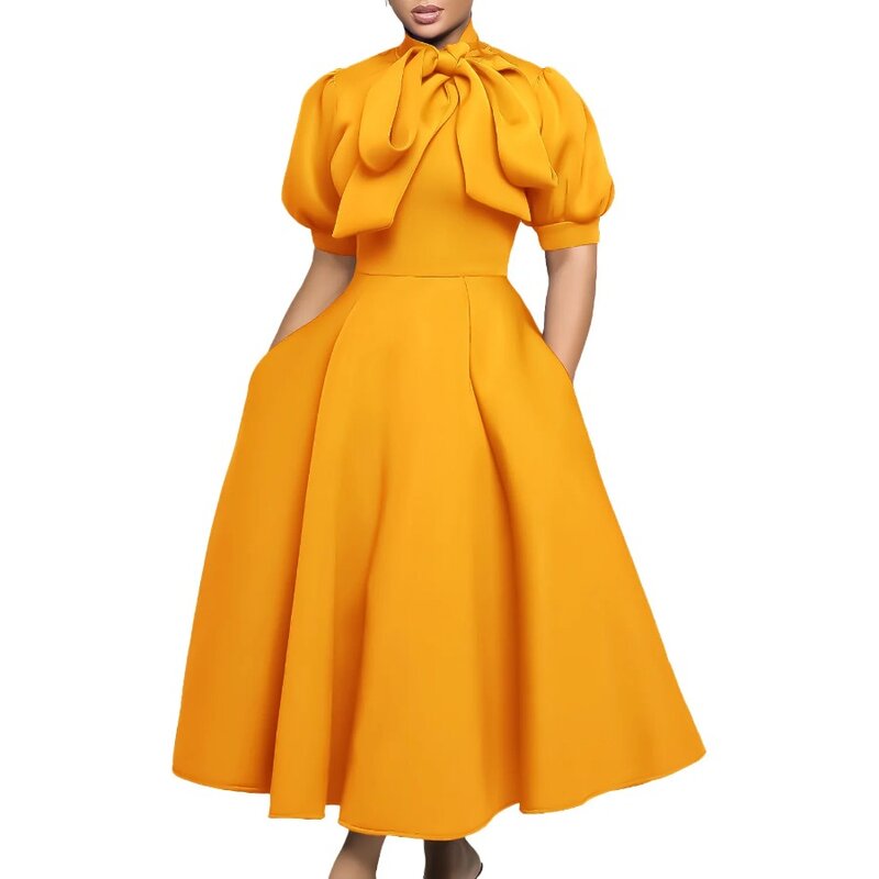 Robes de soirée africaines pour femmes, robe Maxi longue, manches courtes, taille haute, vêtements africains élégants, été, 2024