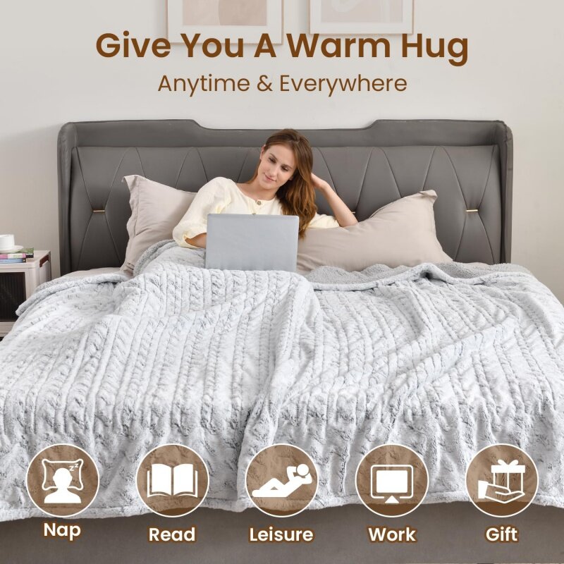 電気毛布,2つのコントローラー,加熱毛布,暖かい,柔らかい毛皮,10レベル