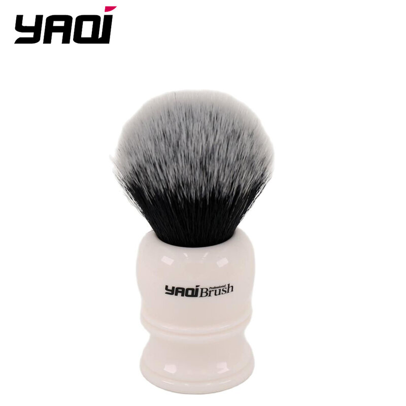 YAQI 30mm Large Size Knot White Resin Handle Synthetic Hair Tuxedo Knot Men Shaving Brush