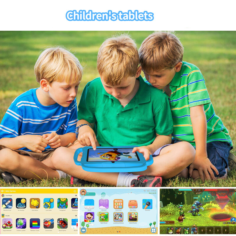 Tableta de 7 pulgadas para niños, tablet android, 32GB, android 9,0, Wi-Fi,Bluetooth, dos cámaras, pc protector