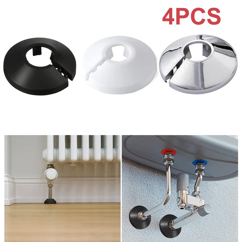 4pc Plastic Radiator Pipe Covers 15mm Silver Electroplate Collars Cover Floor Home Plumbing Hardware Accessories