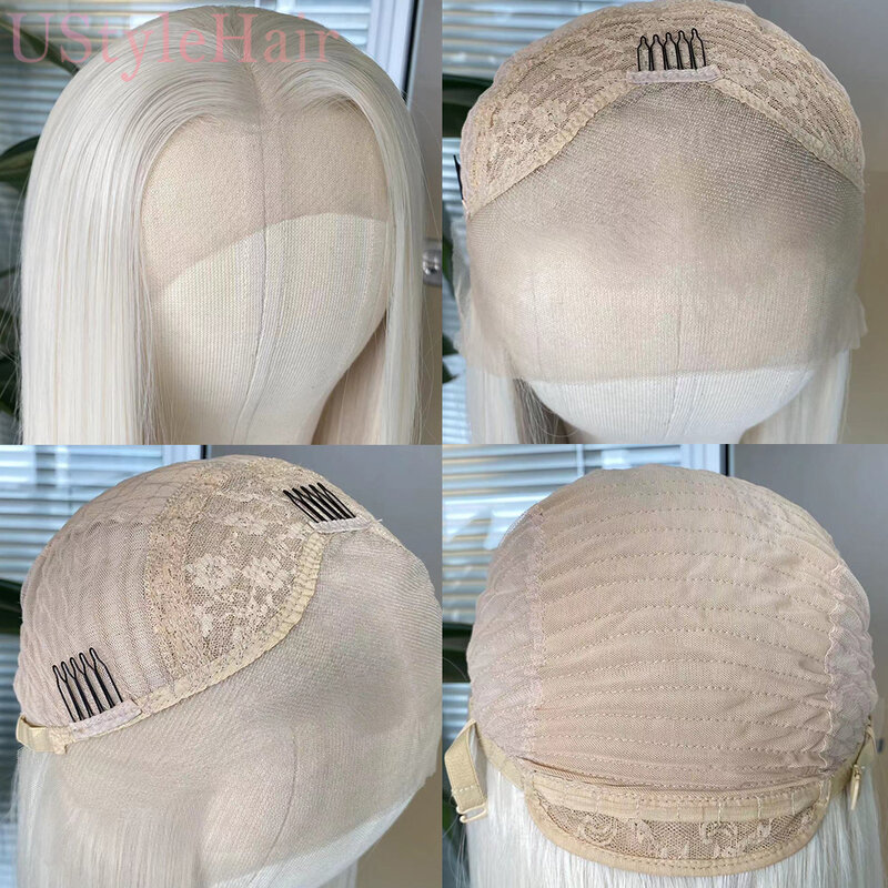 UStyleHair-Peluca de onda Natural rosa para mujer y niña, cabellera sintética con malla frontal, resistente al calor, de uso diario