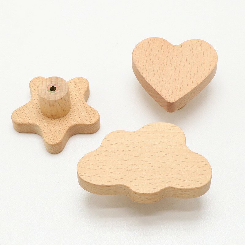 Beautiful Heart Shape Furniture Handles Moon Drawer Wooden Knobs Star Cloud Children Decoration Cabinet Wood Pulls