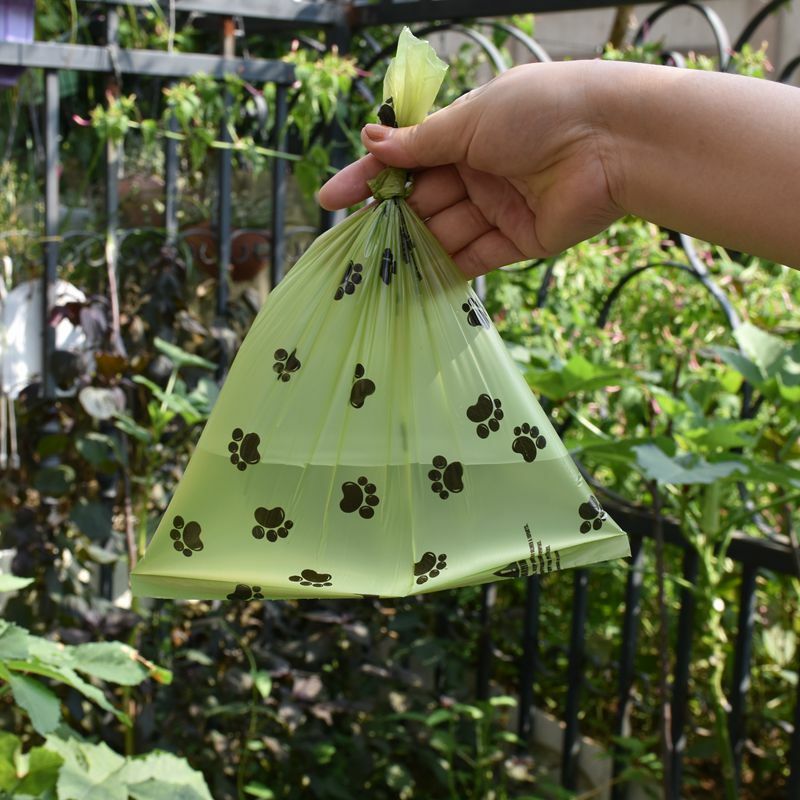 1/42 rotolo Pet sacchetto della spazzatura biodegradabile sacchetti di cacca di cane sacchetto di cacca profumato sfuso sacchetti di rifiuti di gatto degradabili Dispenser di cacca di cane
