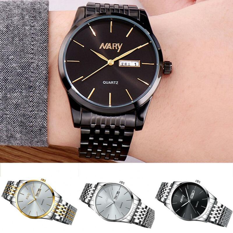 NARY Business Watch Classic Wear Resistant Quartz Wristwatch Stainless Steel Belt Business Watch for Party