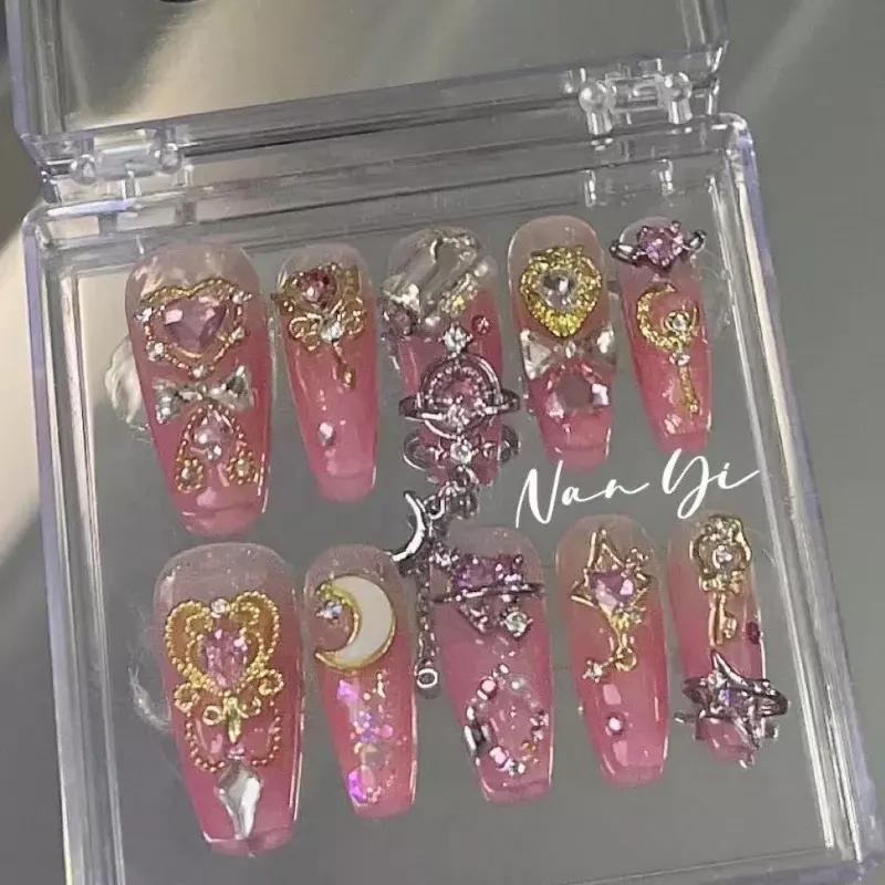 New Diy Customized Luxury Anime Y2k Europe and America Hand Drawn Handmade Press on Nails Long Nails Design Manicure