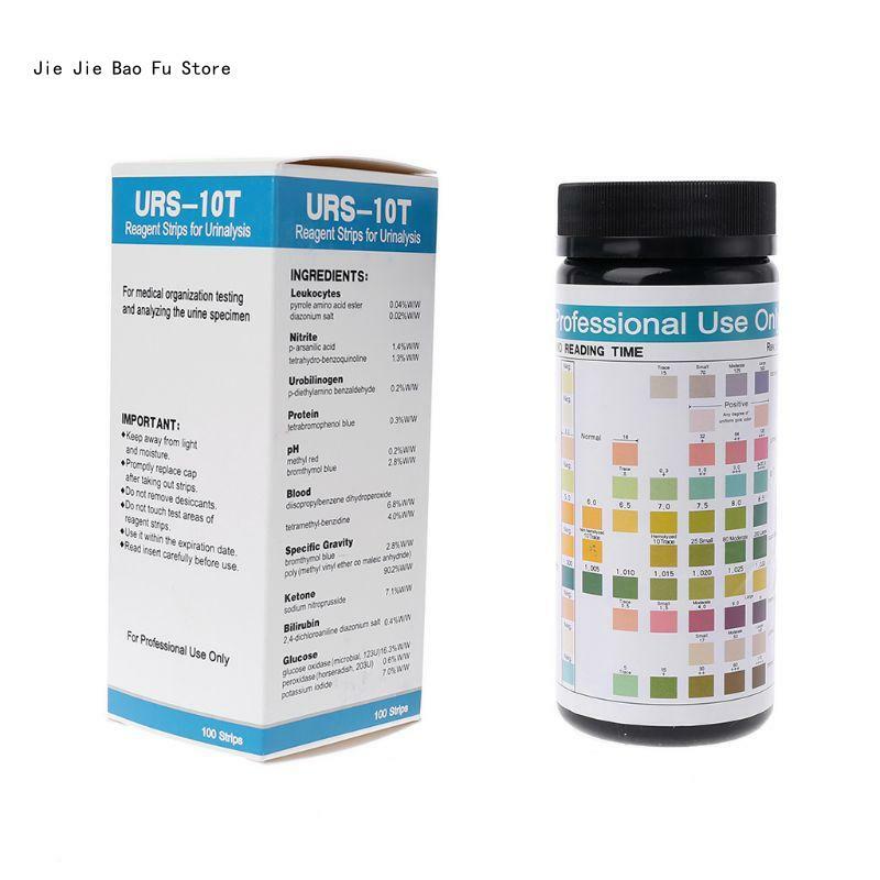 E8BD 10 Parameter Strip Tes Urin untuk Urinalisis Tes 100ct untuk Leukosit Nitrit Urobilinogen Protein pH Keton Glukosa