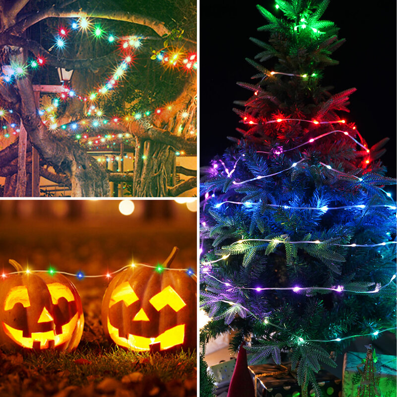 Luces de hadas LED RGB alimentadas por USB, guirnalda de luz colorida para jardín, Navidad, boda, vacaciones, fiesta de cumpleaños, decoración DIY