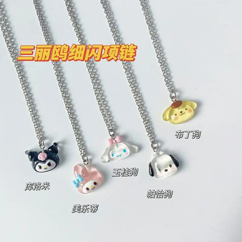 Kawaii Sanrio Hello Kitty Kuromi Melody naszyjnik słodki łańcuszek do obojczyka Y2k moda regulowany wisiorek akcesoria zabawka dla dziewczynki prezent
