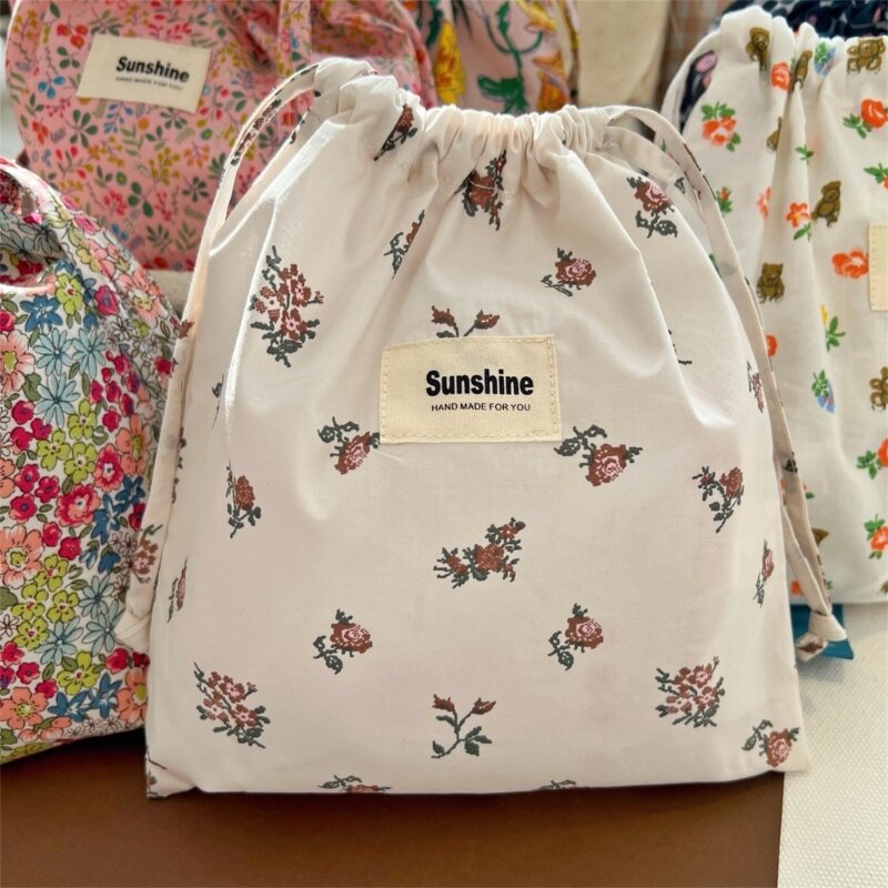 Dry Wet Bag for Baby Diaper Storage Floral Print Nappy Bag Lace Drawstring
