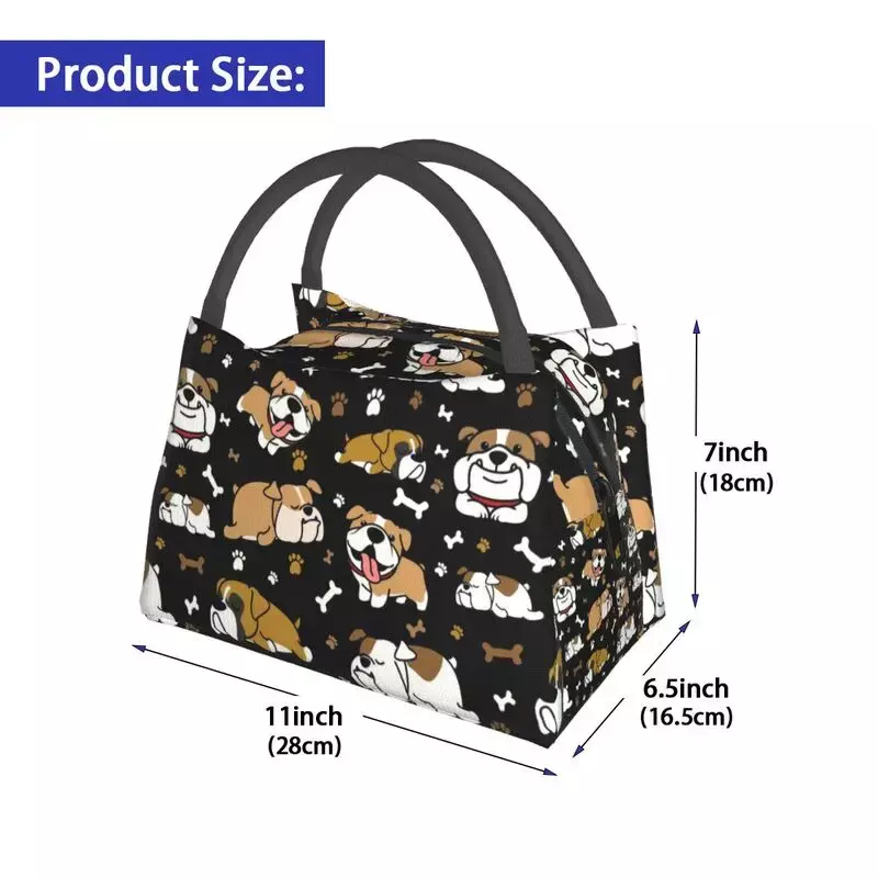 Cute English Bulldog Thermal Insulated Lunch Bag British Dogs Lunch Container for Outdoor Camping Travel Storage Meal Food Box