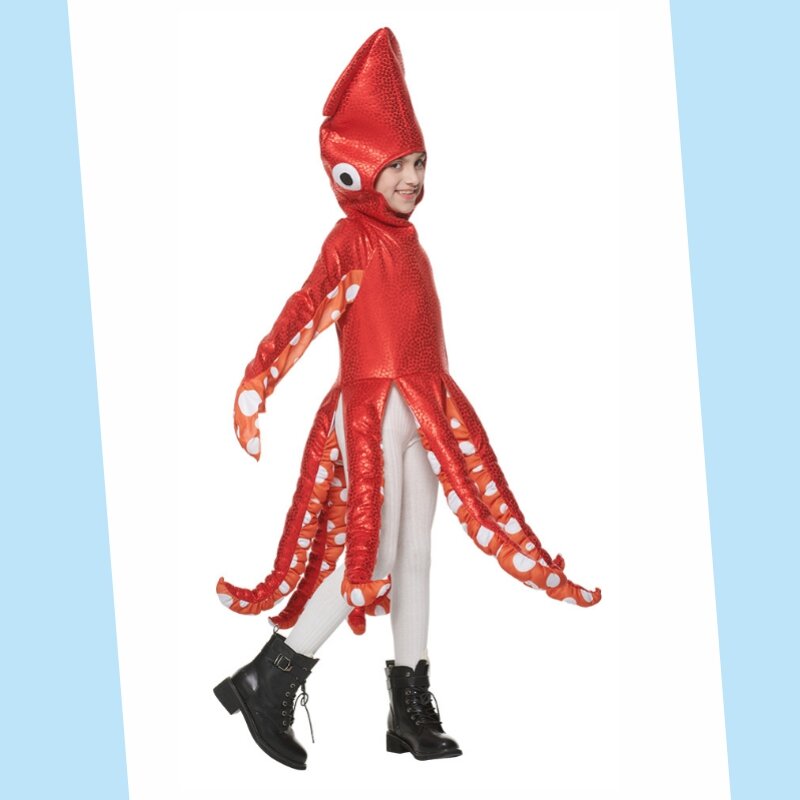 Disfraces de pulpo de calamar para niños, traje de Cosplay de fiesta de Halloween, traje de animación de dibujos animados, ropa de vestir, 2022