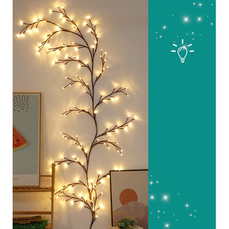 144 lampki LED gałąź drzewa rattanowe lampki z winorośli wierzbowej ciepłe białe 8-funkcyjny Model