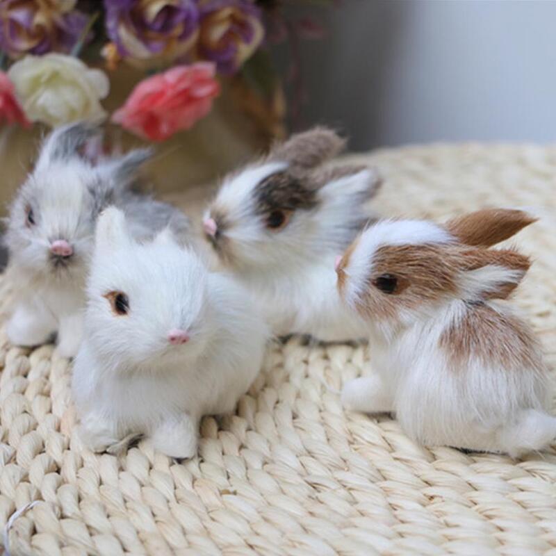 Simulación de conejo Artificial, Mini conejo de peluche Kawaii, miniaturas de conejo de pascua, Micro paisaje