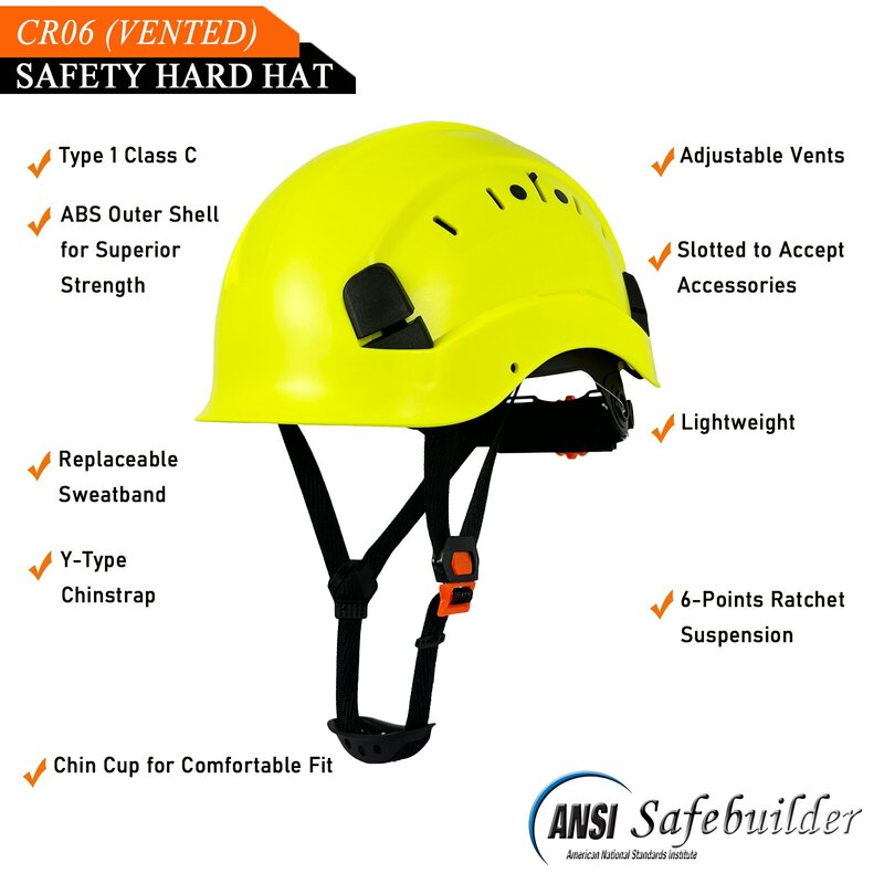 CE helm keselamatan kerja Pria & Wanita, helm keamanan konstruksi berlubang berventilasi untuk Industri dan Ratchet dapat disesuaikan