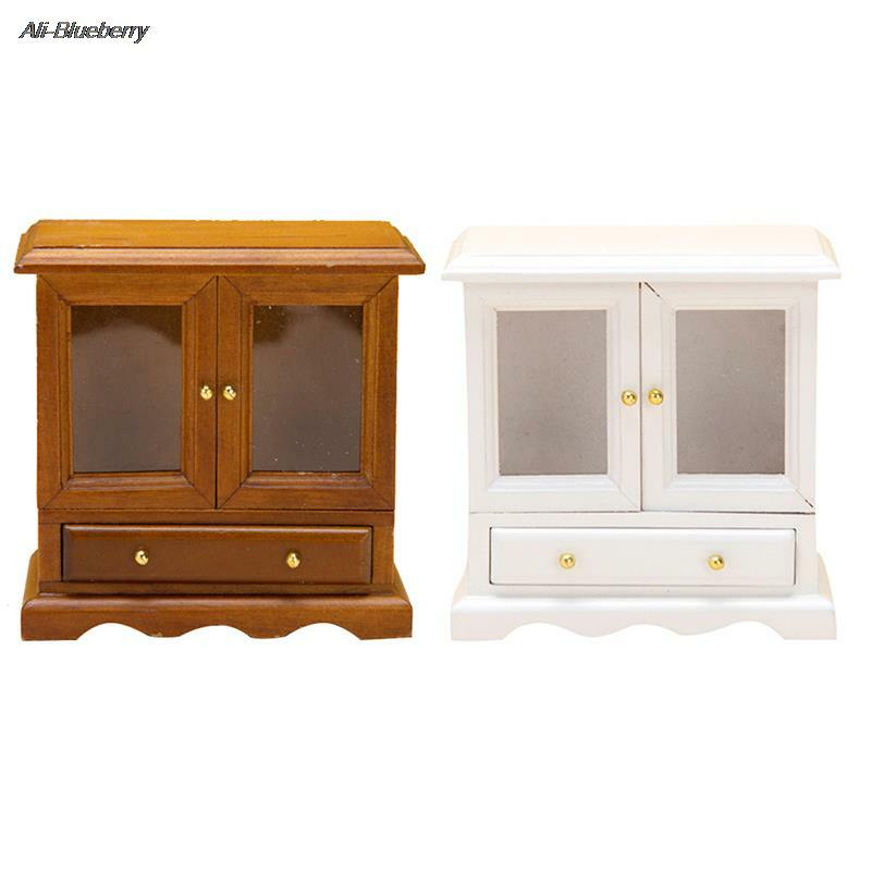 Hot! 1/12 Miniature Dollhouse Display Cupboard Doll House Cabinet Showcase Dollhouse Furniture Decoration Accessories