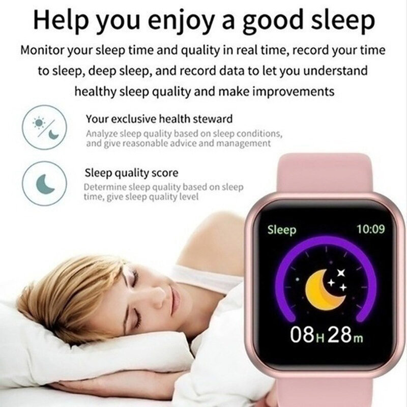 Reloj inteligente multifuncional para hombre y mujer, pulsera deportiva con Bluetooth, Monitor de sueño y música, D20, Y68