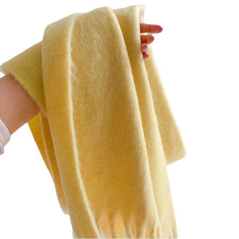 Женский однотонный шарф с кисточками, модный элегантный утолщенный теплый вязаный воротник-шаль, Осень-зима 230*35 см