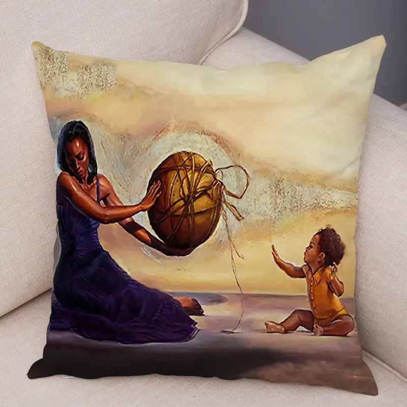 Taie d'Oreiller Africaine pour Homme et Femme, Décoration de Dessin Animé, Juste de Coussin Super Papa, Convient pour Canapé, Voiture, Maison