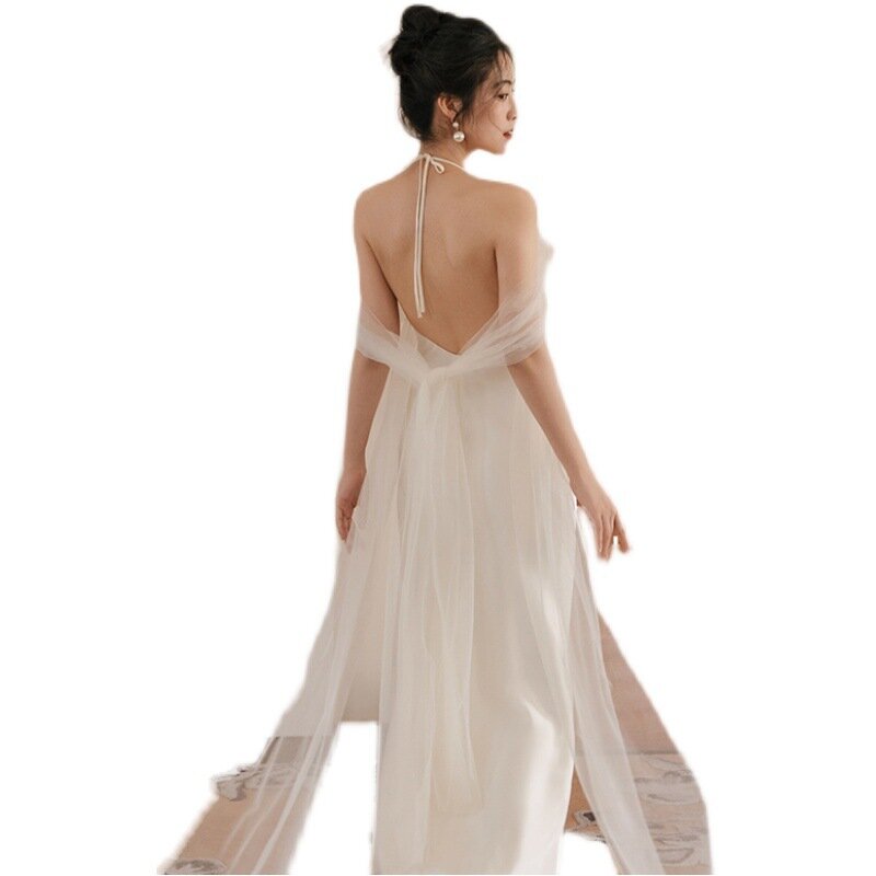 シンプルなトラベルドレス,イブニングドレス,ウェディングドレス,フランススタイル,新しい2023