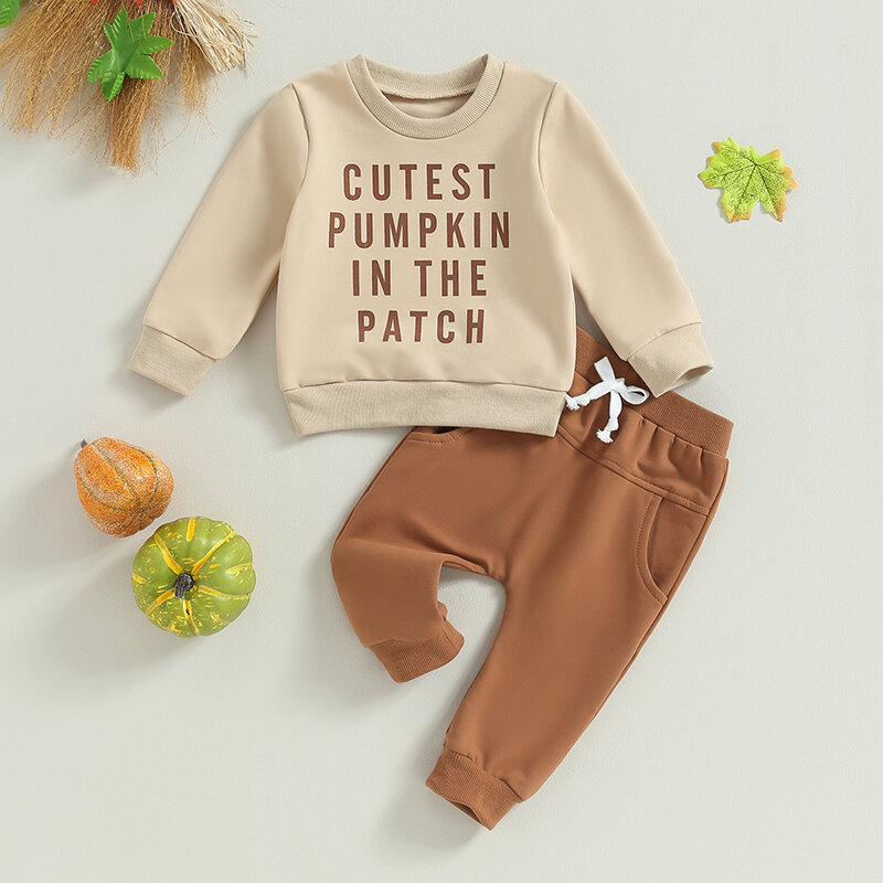 Toddler Baby Boy Halloween Outfit manica lunga Ghost Pumpkin felpa top pantaloni elastici 2 pezzi autunno inverno vestiti